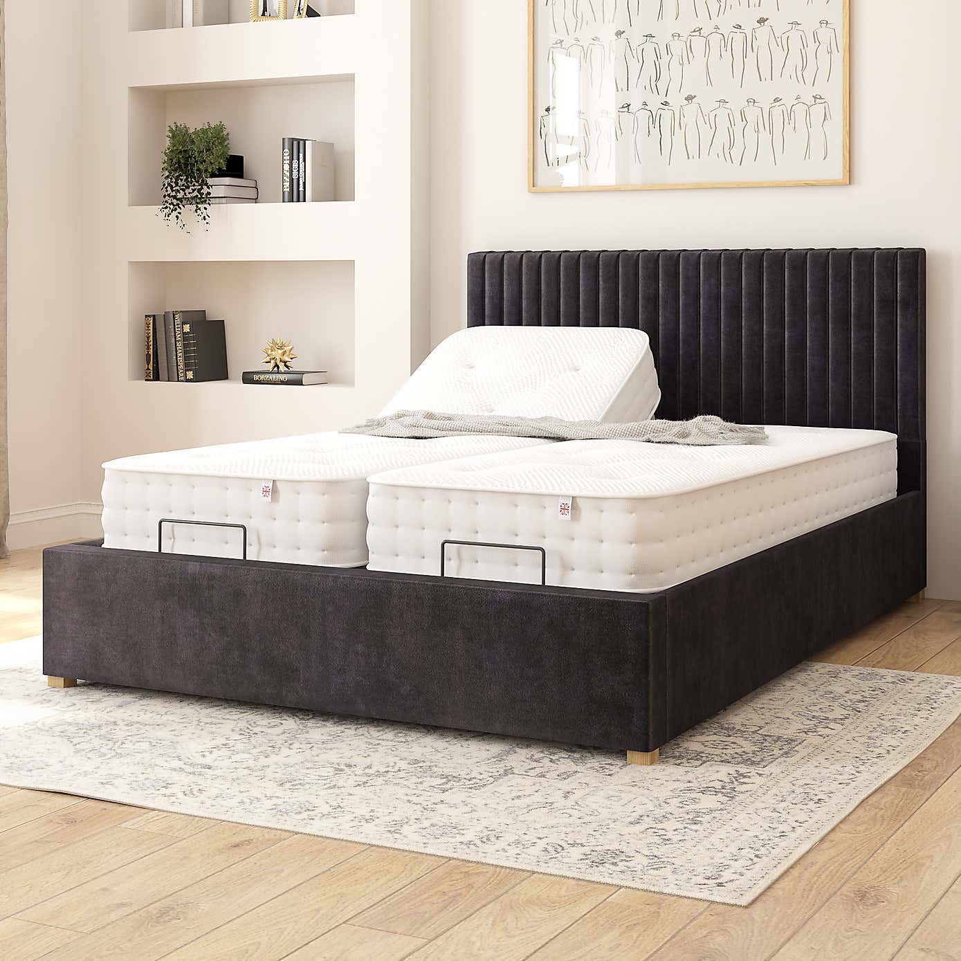 Grant Plush Velvet Adjustable Bed
