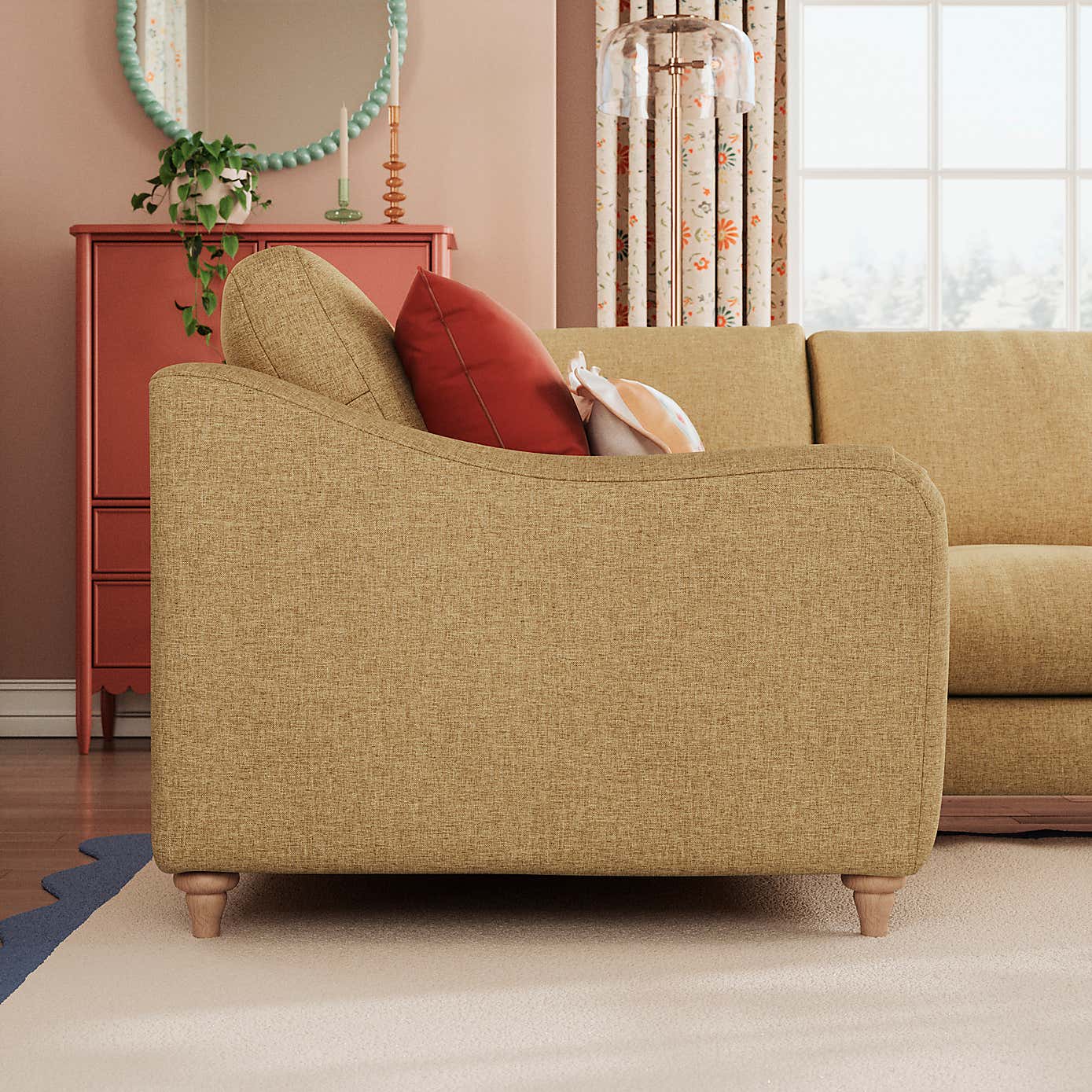 Hattie Slub Faux Linen Corner Sofa