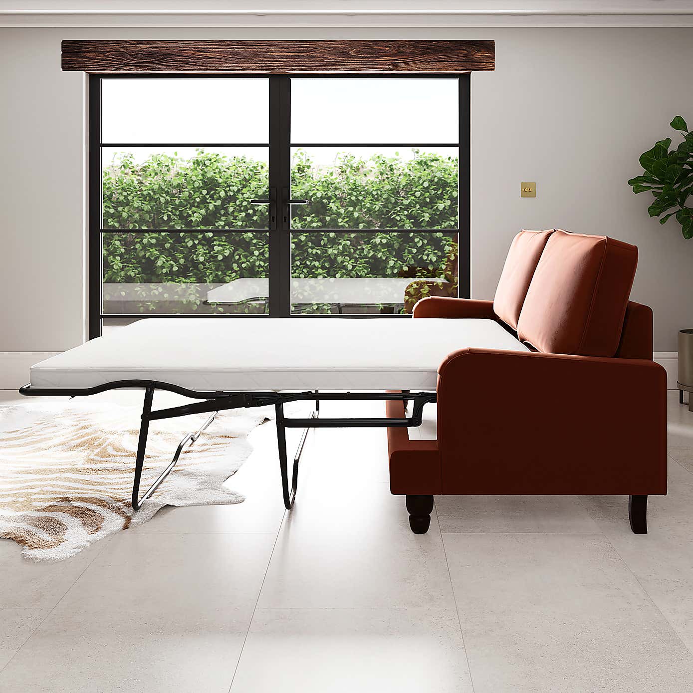 Beatrice Matte Velvet 3 Seater Double Sofa Bed