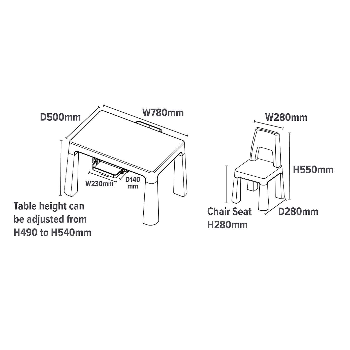 Liberty House Kids Height Adjustable Table And Two Chairs Set