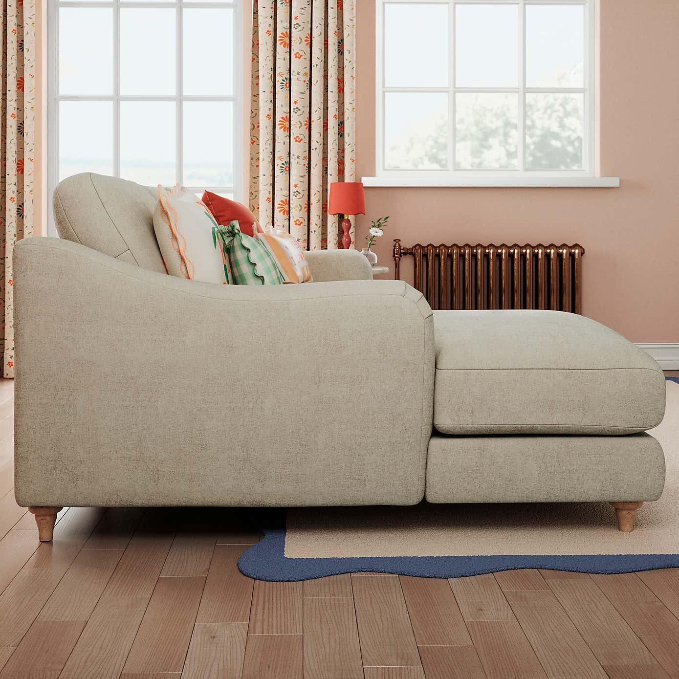 Hattie Tonal Plush Chenille Corner Chaise Sofa