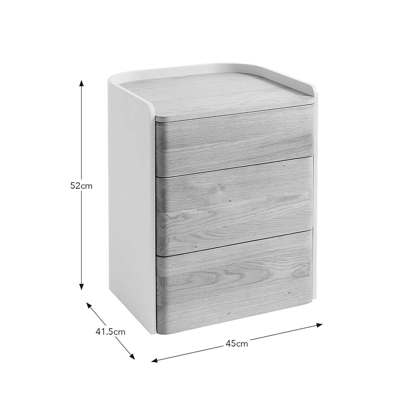 Reggie 3 Drawer Bedside Table, Oak Effect
