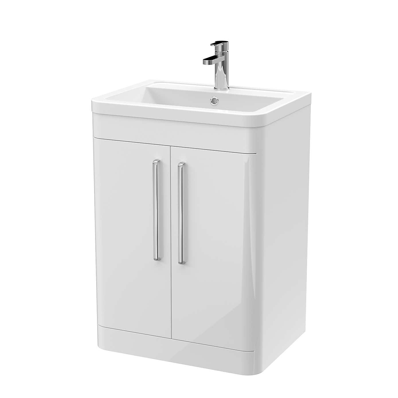 Parade Floor Standing 2 Door Vanity Unit with Ceramic Basin