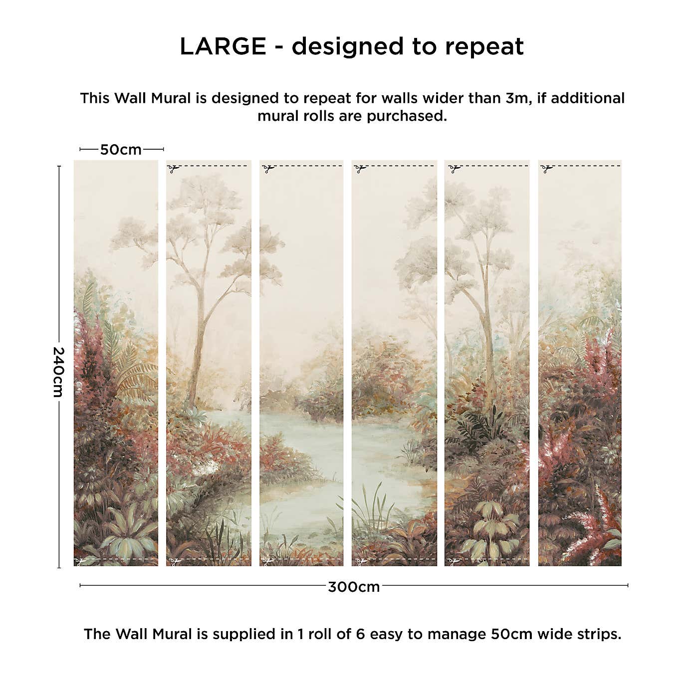 Cranberry and Laine Tranquil Floral Wall Mural