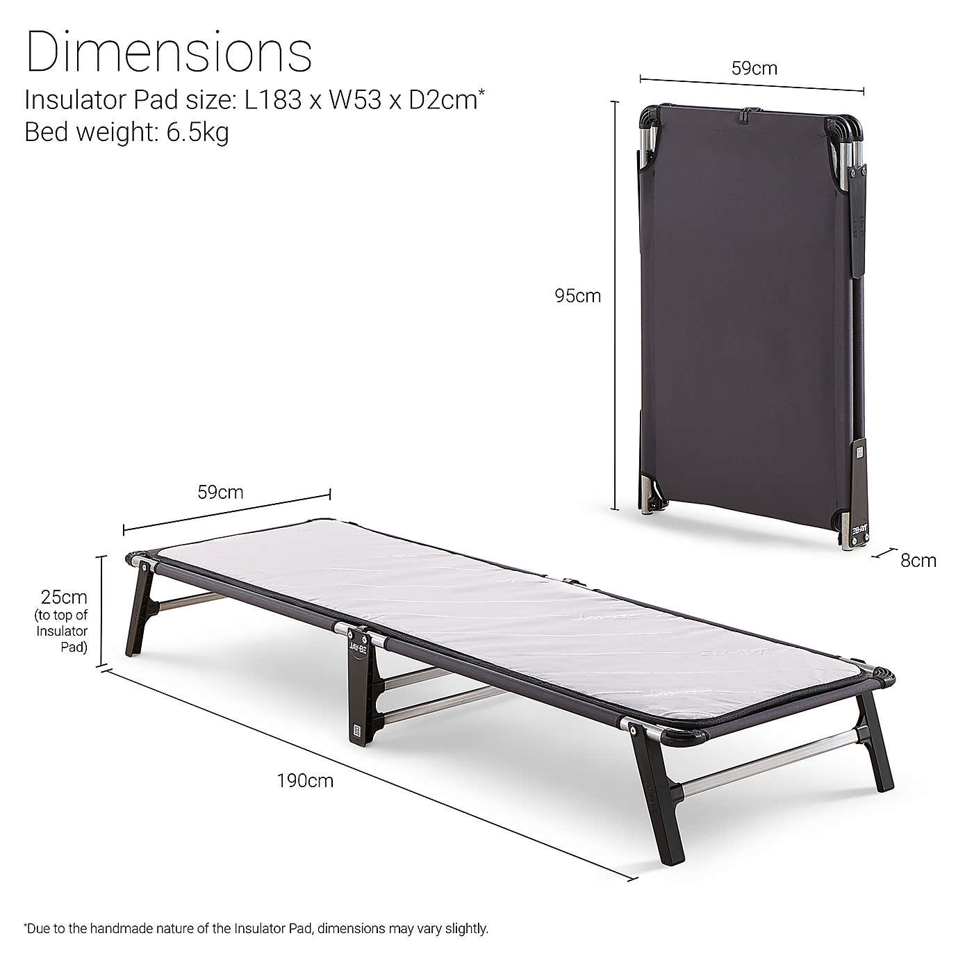 Jay-Be Lite Folding Bed with e-Fibre Insulator Mattress Pad