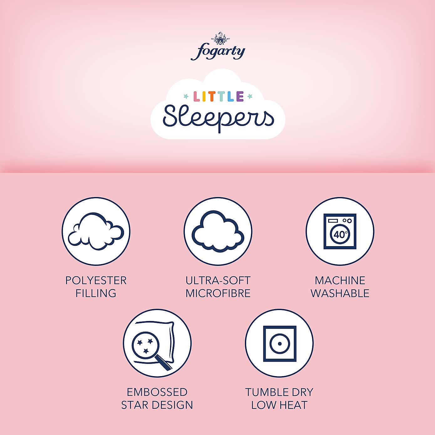 Fogarty Little Sleepers Soft Touch 7 Tog Cot Bed Duvet and Pillow Set