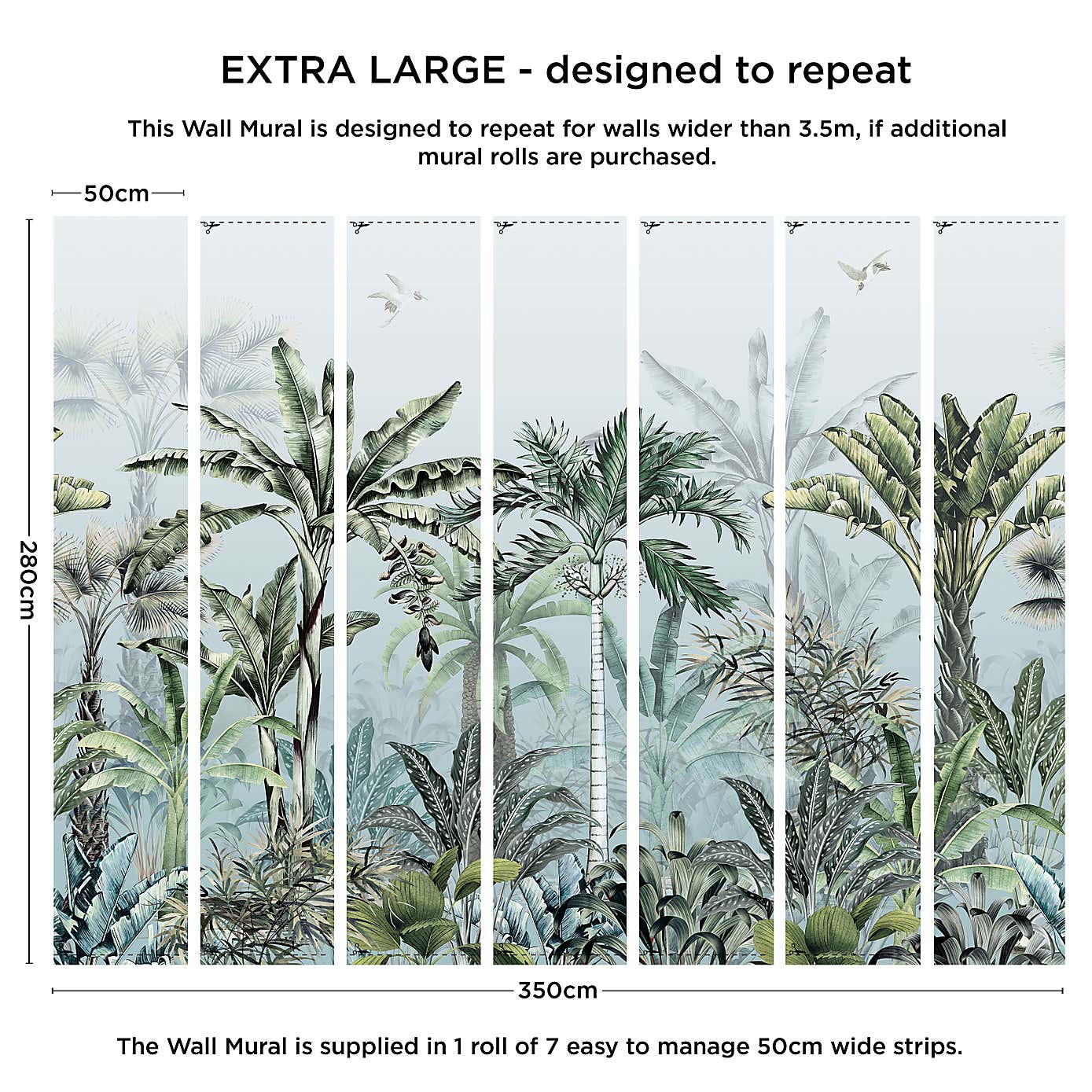 Tropical Oasis Sage Green Mural