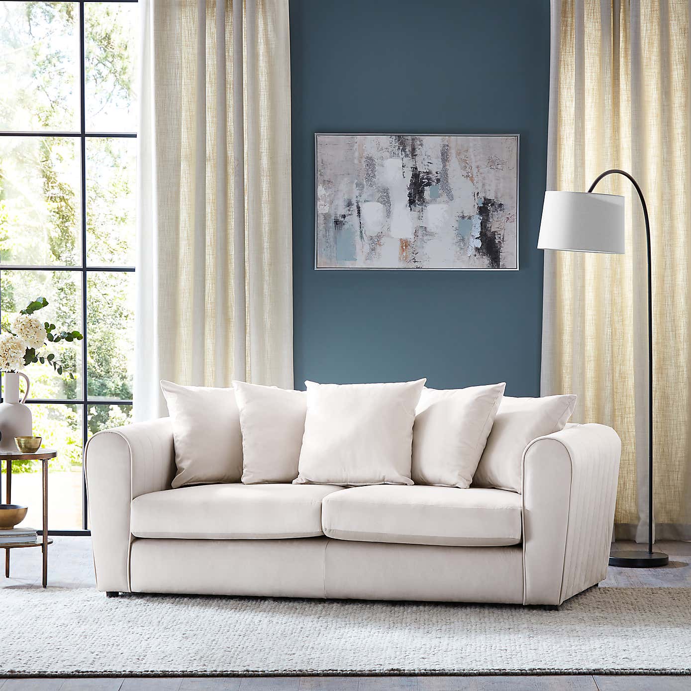 Blake Opulent Velvet Curved Quilted Arm 3 Seater Sofa