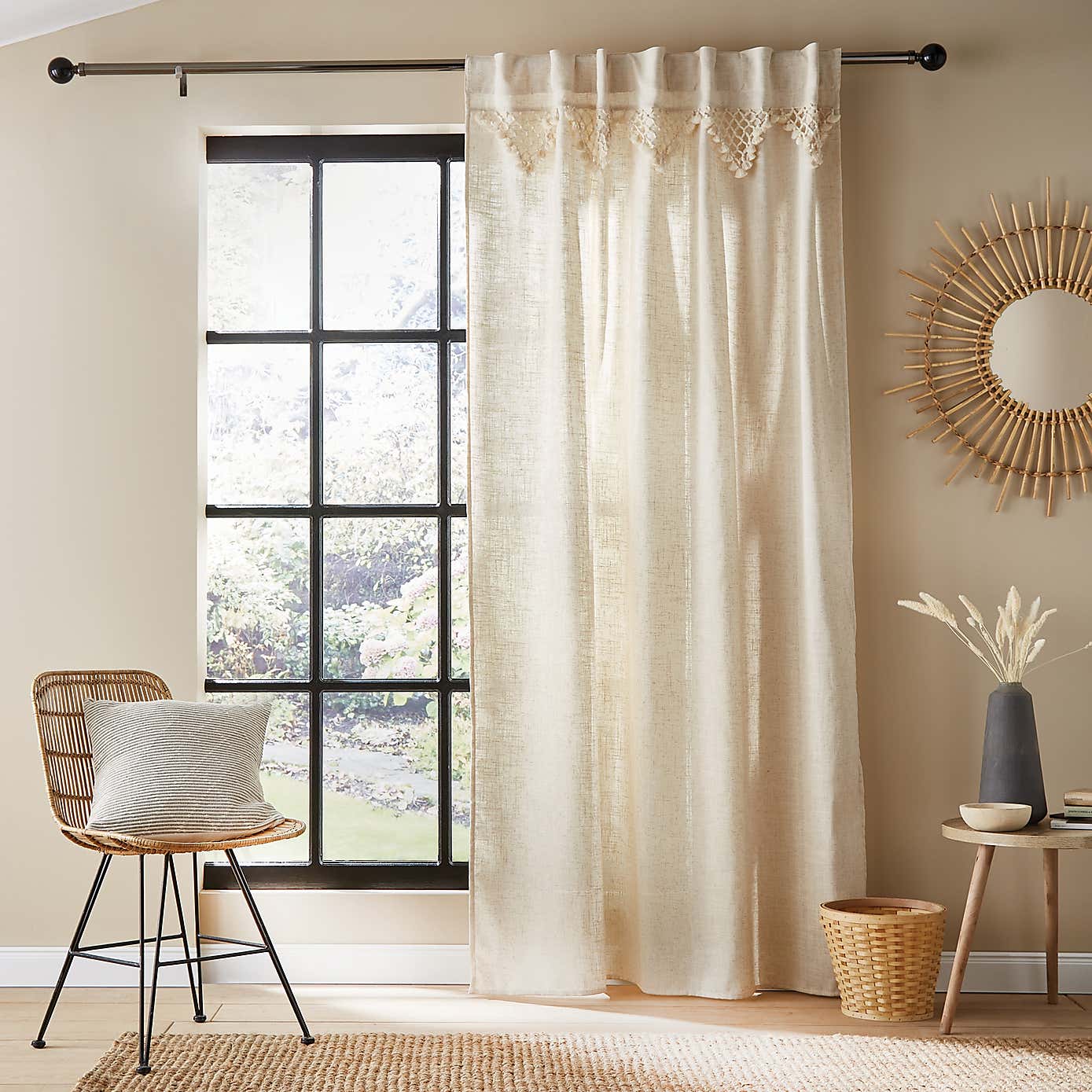 Macrame Border Hidden Tab Top Voile Panel