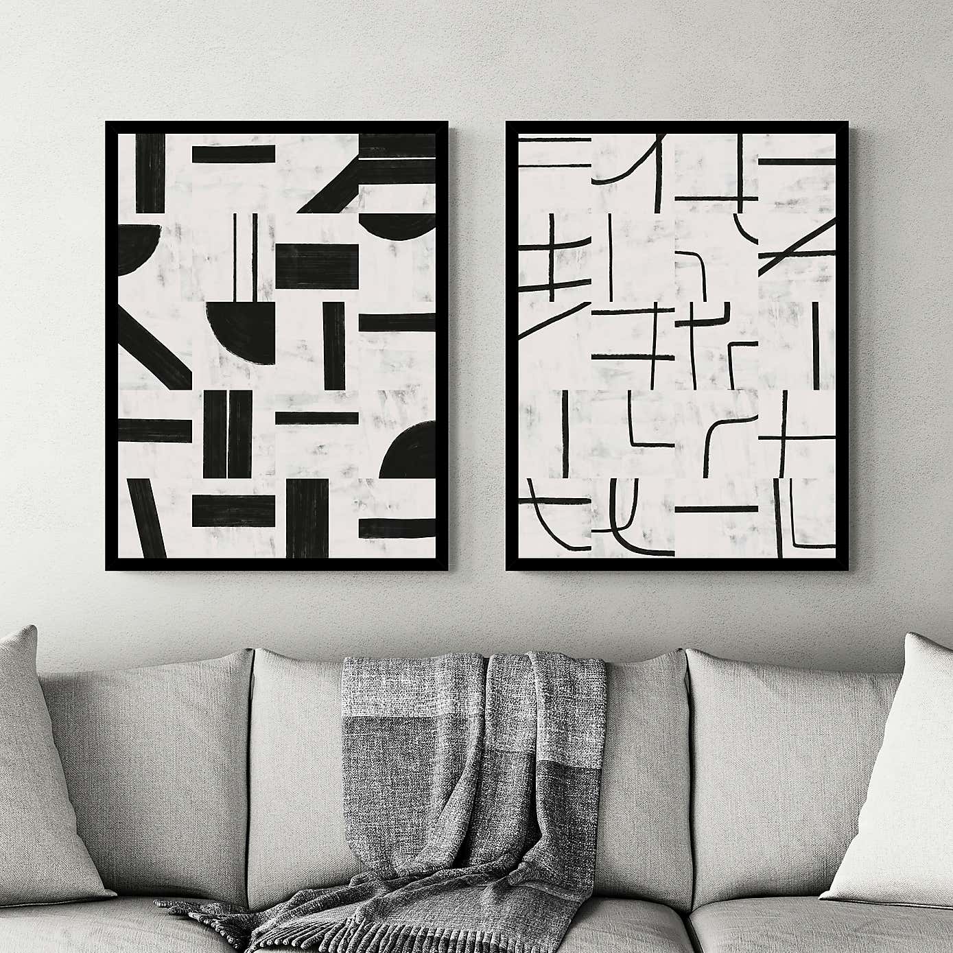 Set of 2 Mod Abstract Framed Prints