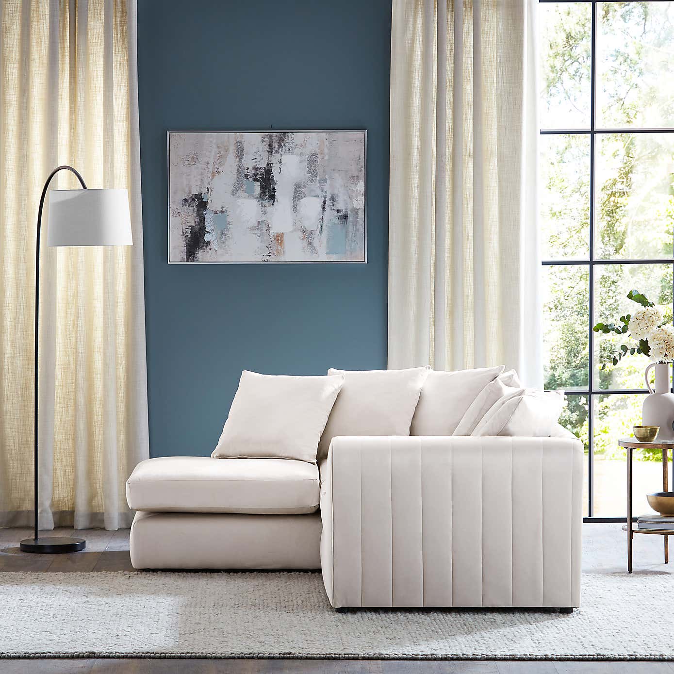 Blake Opulent Velvet Curved Quilted Arm Corner Sofa