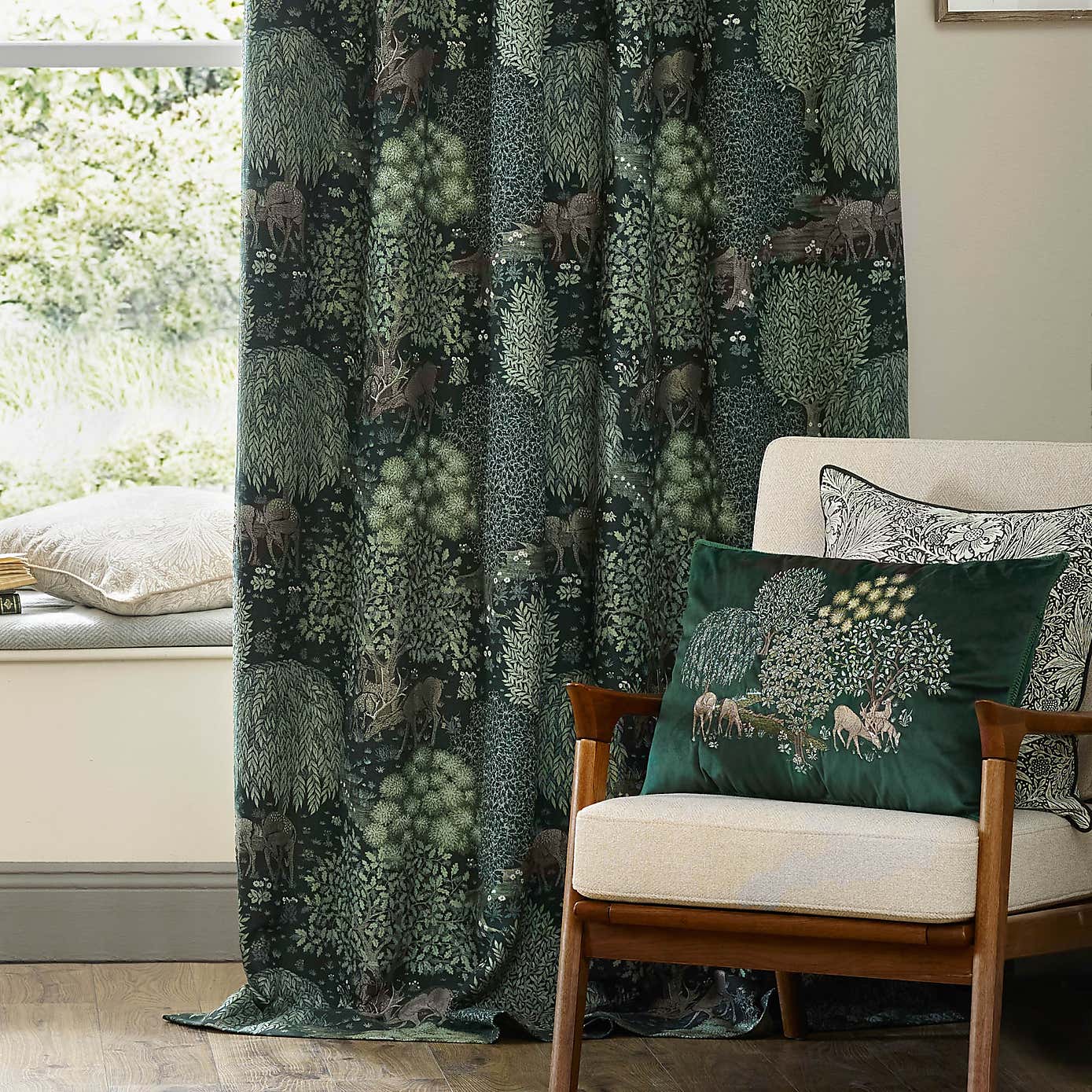 Morris & Co. The Brook Jacquard Pencil Pleat Curtains