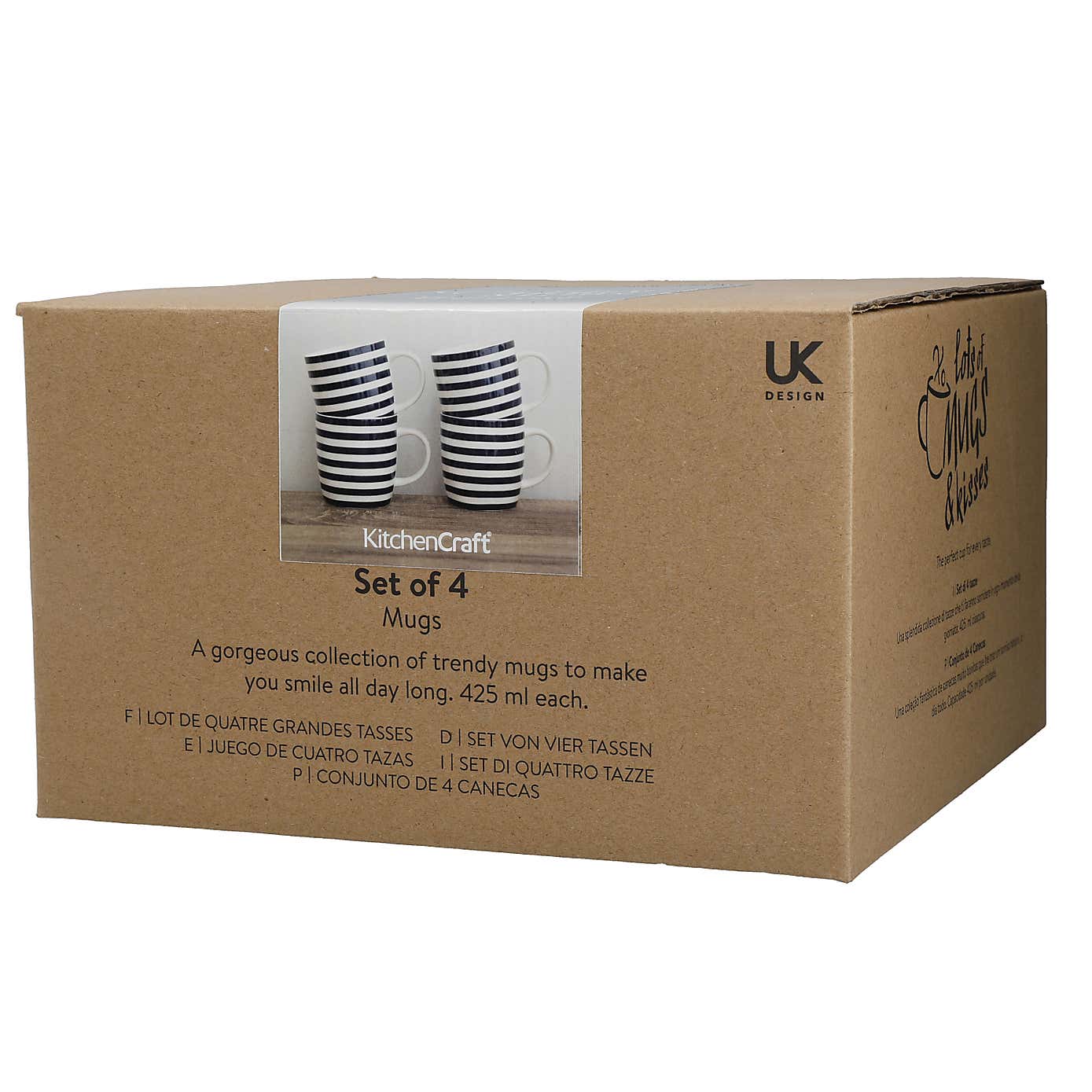 Kitchencraft Set of 4 Blue and White Stripe Mugs