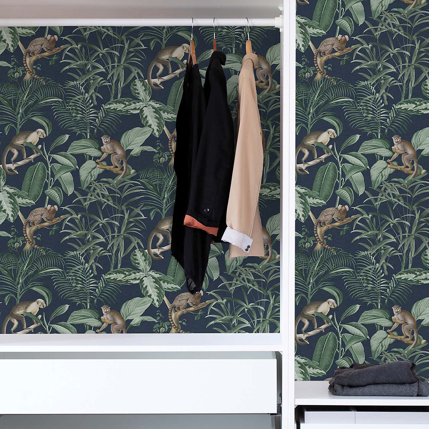 Nu Wall Self Adhesive Jungle Luxe Navy Wallpaper
