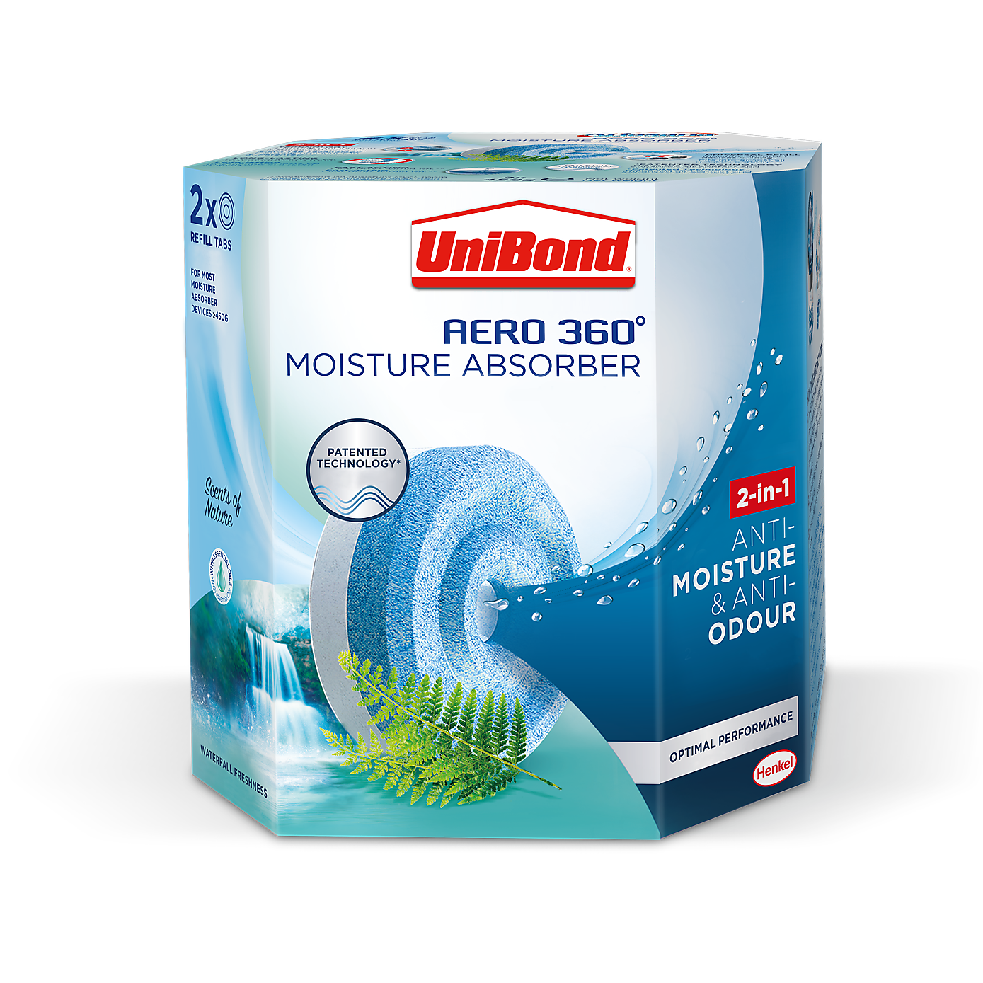UniBond Aero 360 Waterfall Freshness Refills x2