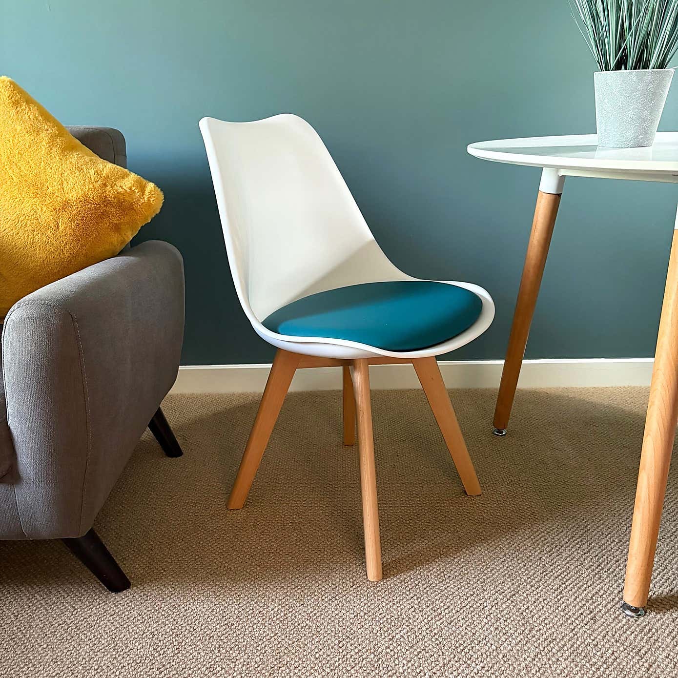 Fusion Living Soho White Plastic Dining Chair with Squared Legs