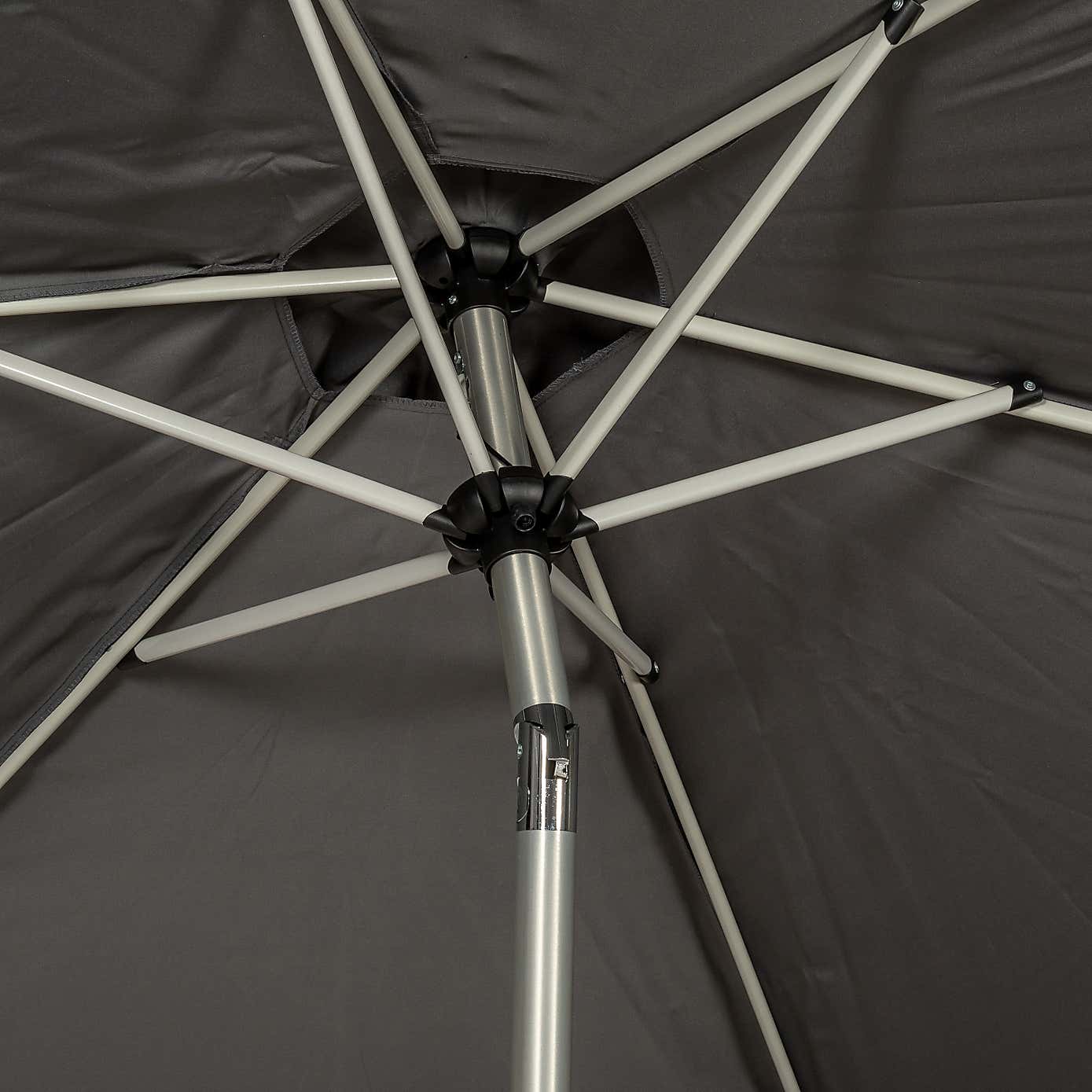 2.5m Brushed Aluminium Crank and Tilt Parasol
