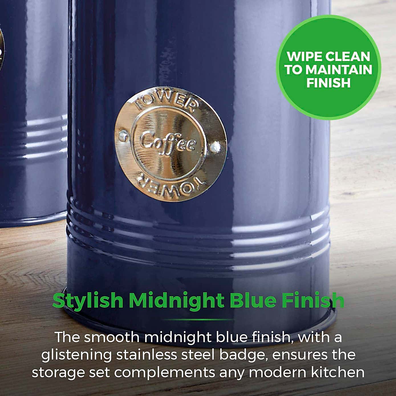 TOWER 5 Piece Round Ribbed Canister Set