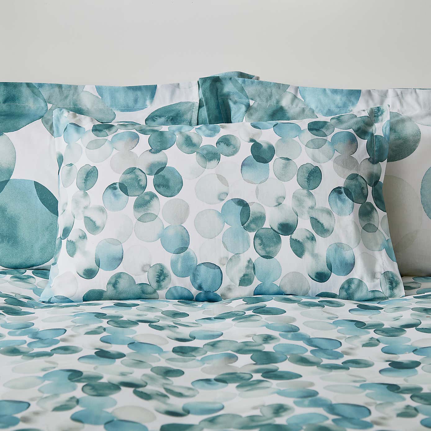 Watercolour Circles Teal Duvet Cover and Pillowcase Set