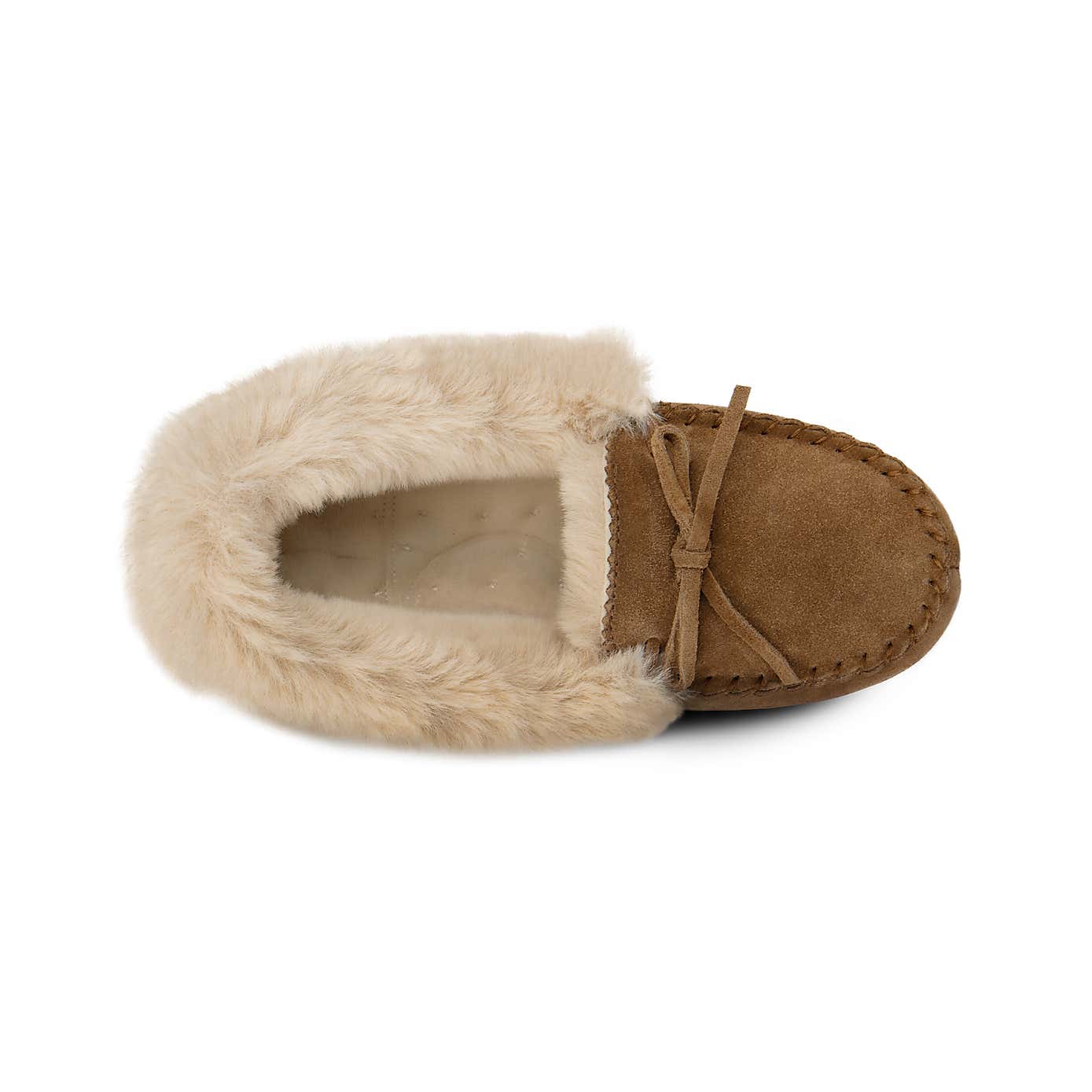 Isotoner Genuine Suede Moccasin with Faux Fur Lining