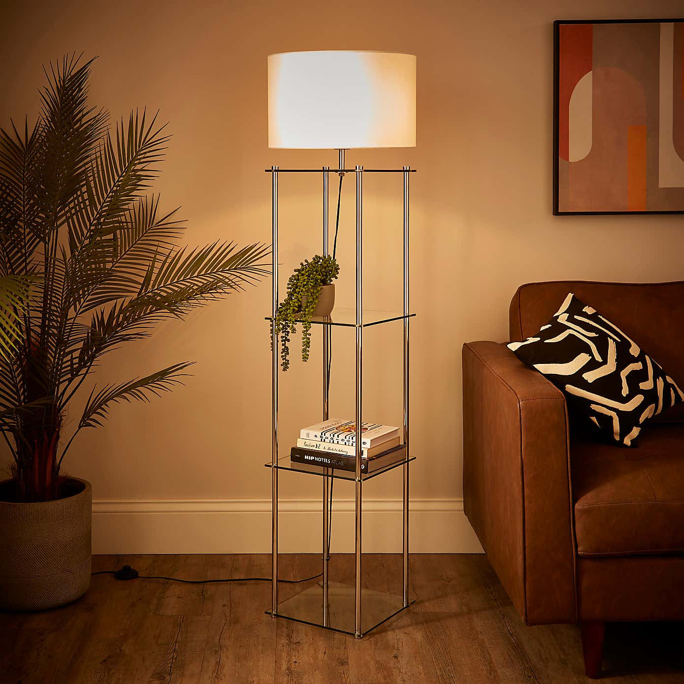 Wendell Glass Shelved Floor Lamp