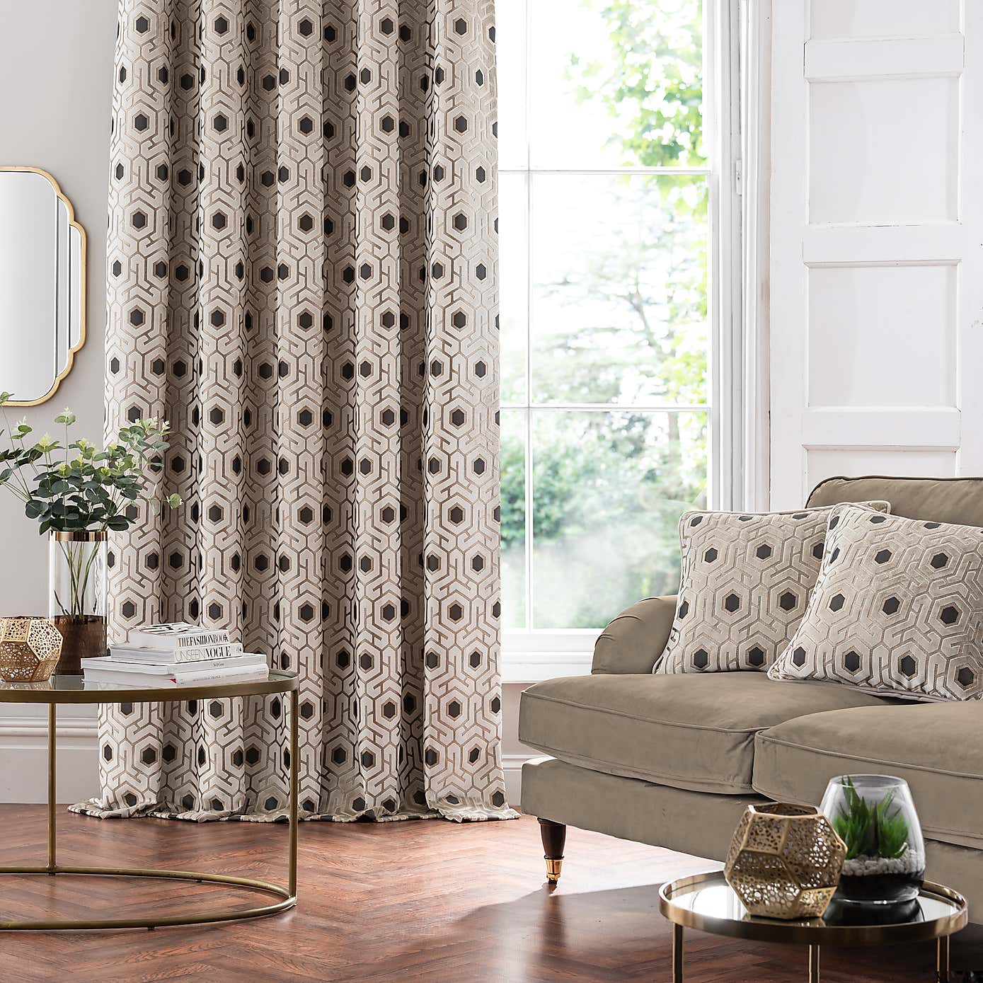 Geo Cut Velvet Eyelet Curtains