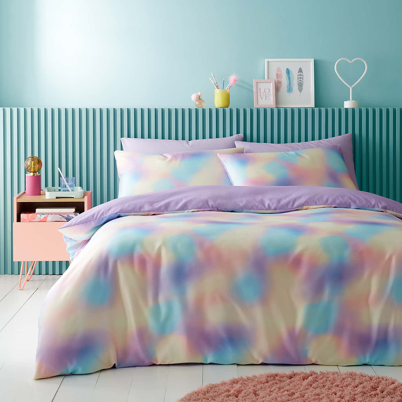 Iridescent Satin Reversible Duvet Cover and Pillowcase Set