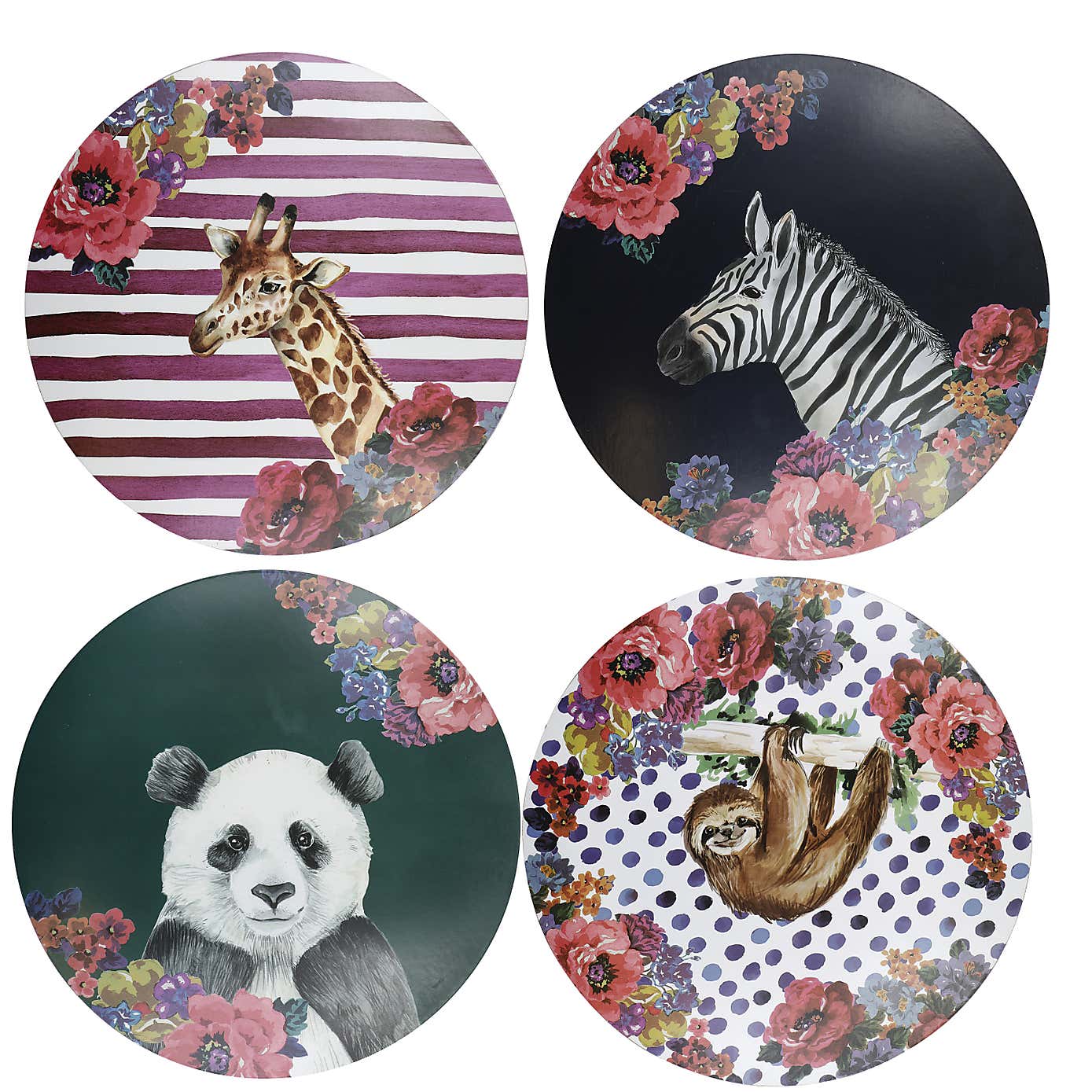 Mikasa Wild at Heart Set of 4 Wooden Round Placemats