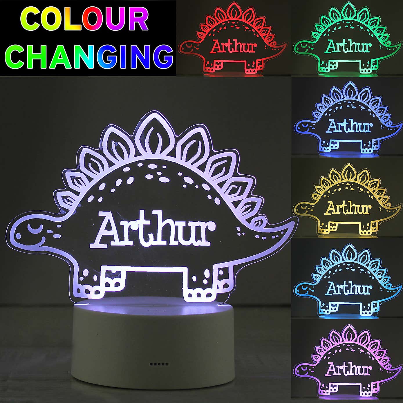 Personalised Dinosaur Colour Changing Night LED Light