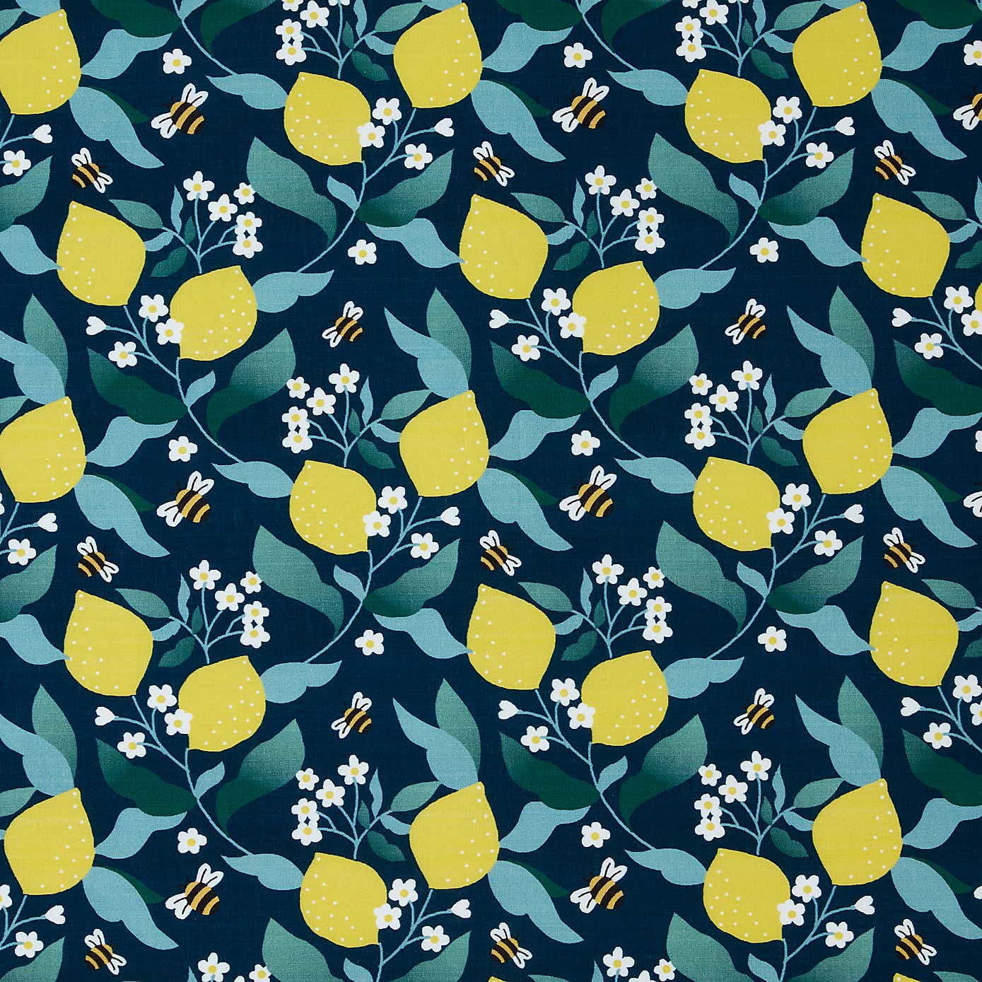 Lemon and Bees Cotton Poplin