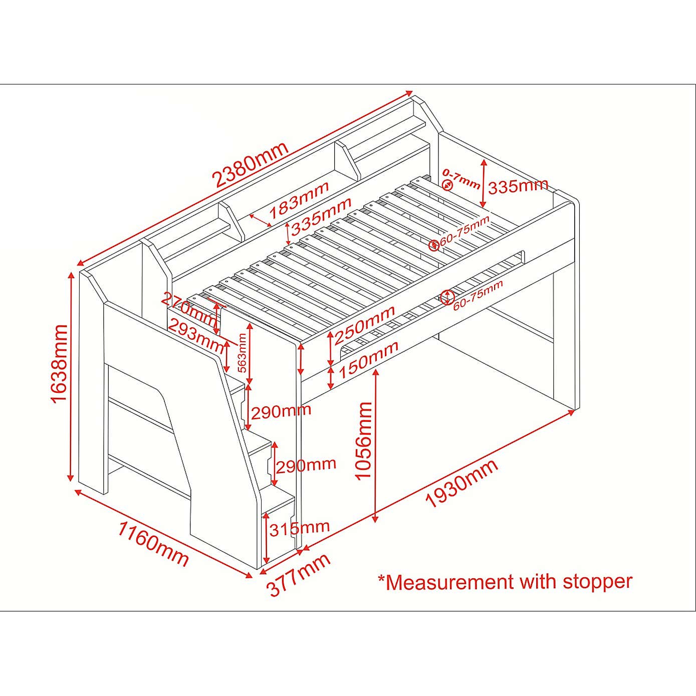 Stepaside High Sleeper Bed Frame