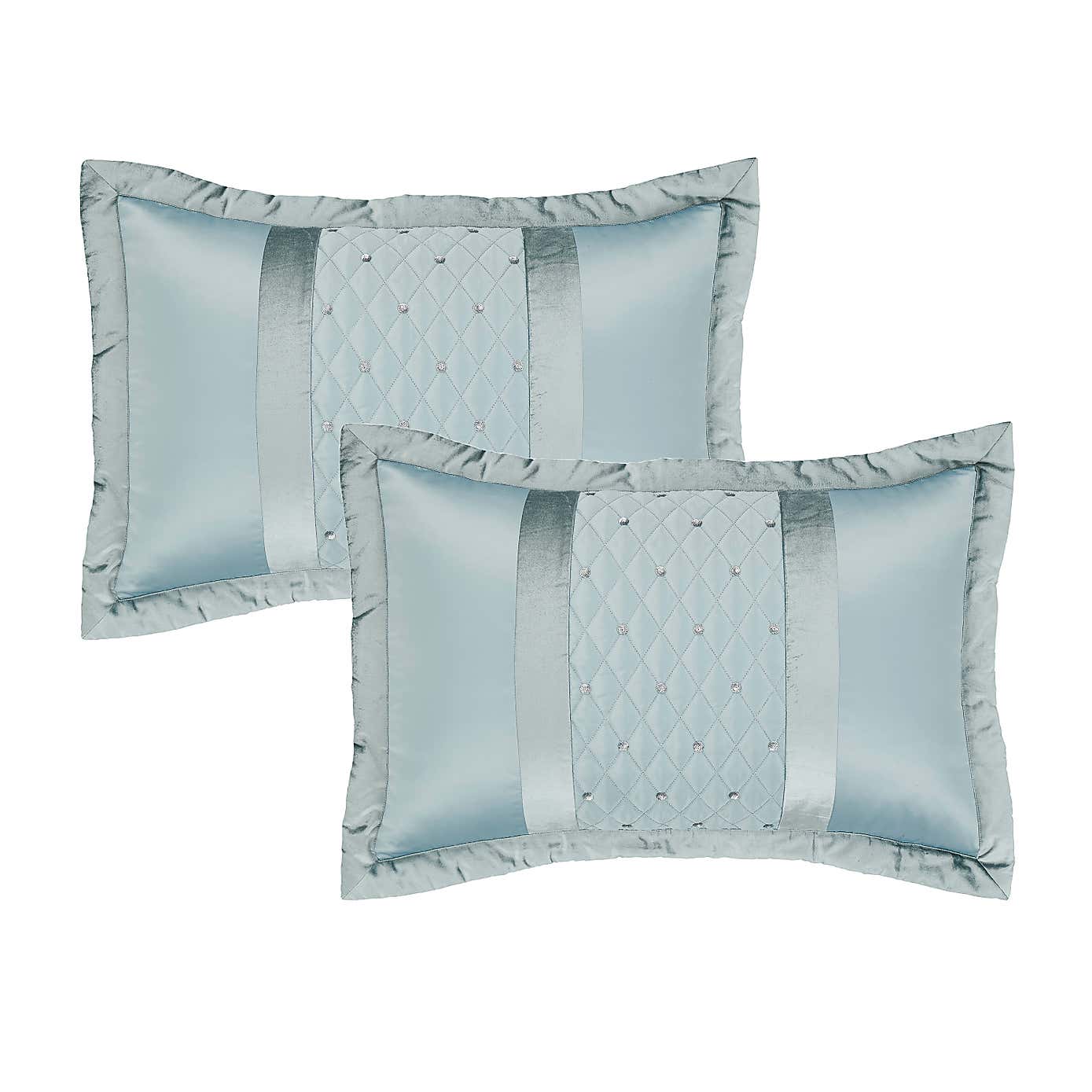 Catherine Lansfield Sequin Cluster Duck-Egg Pair of Pillow Shams