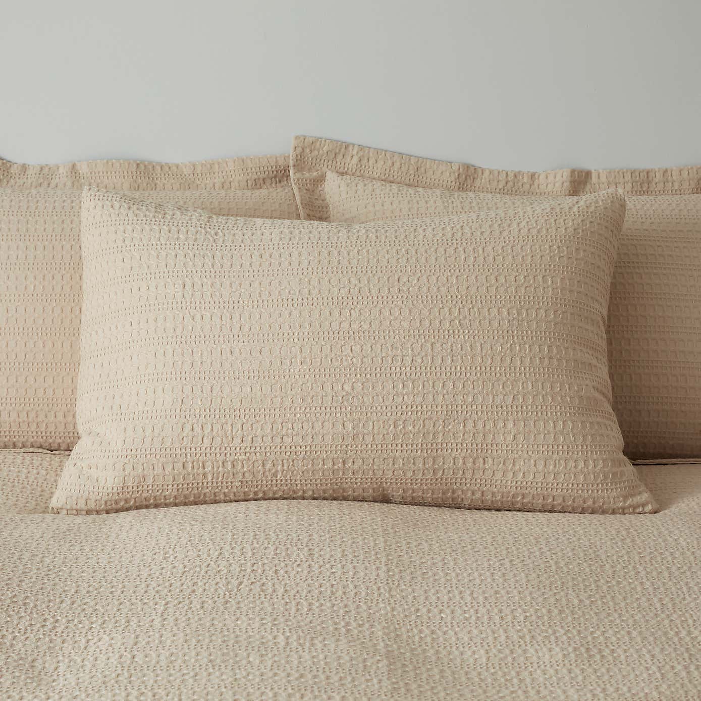 Amberley Waffle Cotton Silver Duvet Cover and Pillowcase Set