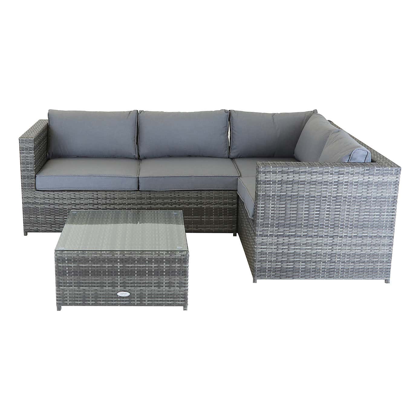 Rattan Grey Corner Sofa and Coffee Table