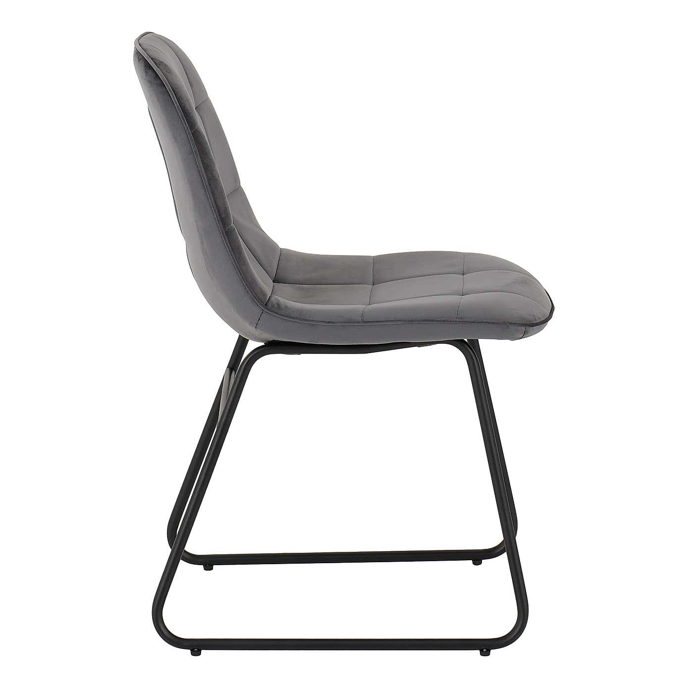 Lukas Set of 2 Dining Chairs Grey Velvet