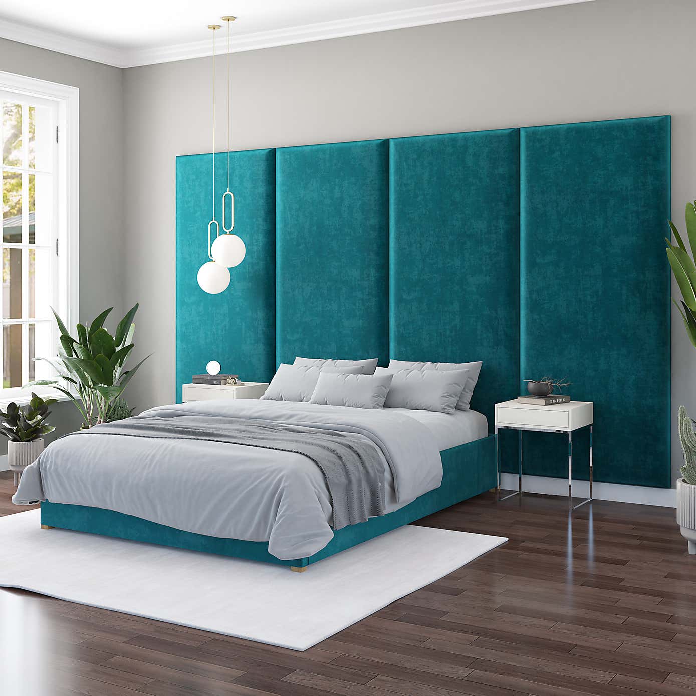 Hanging Wall Panel Dual Mount Plush Velvet Headboard