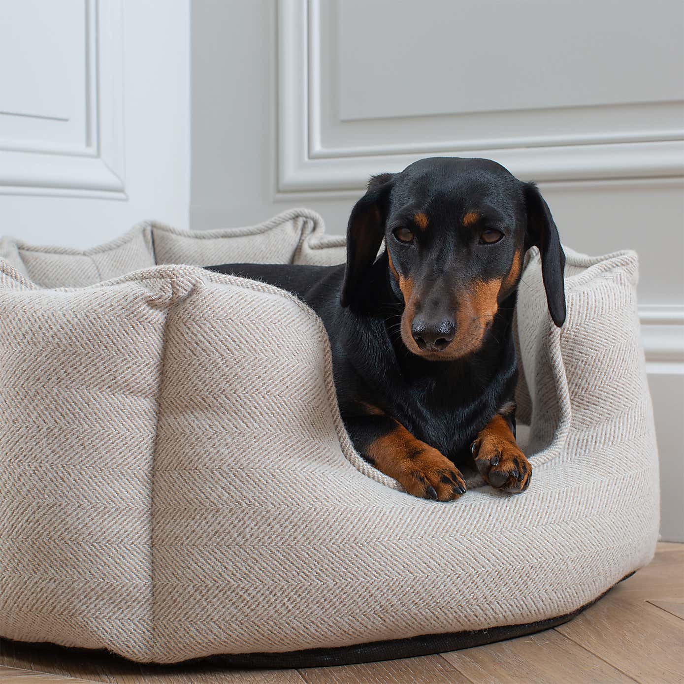 Lords and Labradors Herringbone High Wall Dog Bed