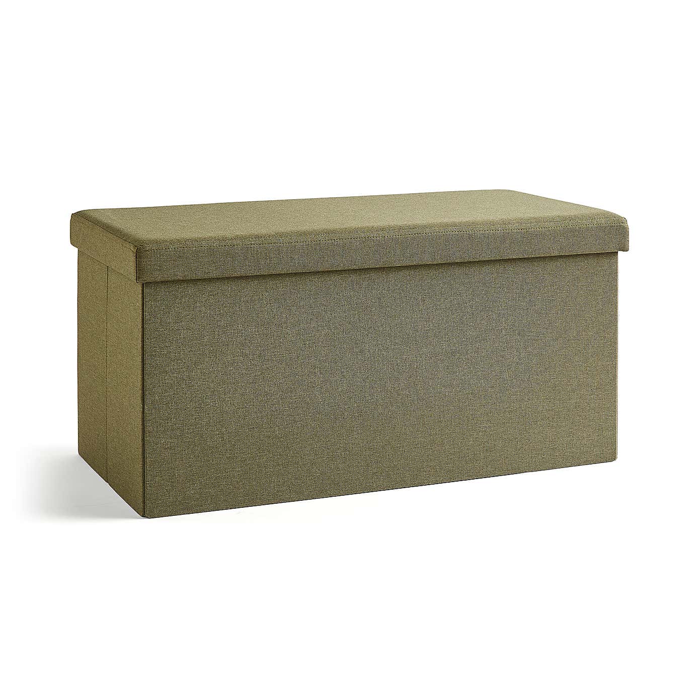 Faux Linen Rectangular Ottoman
