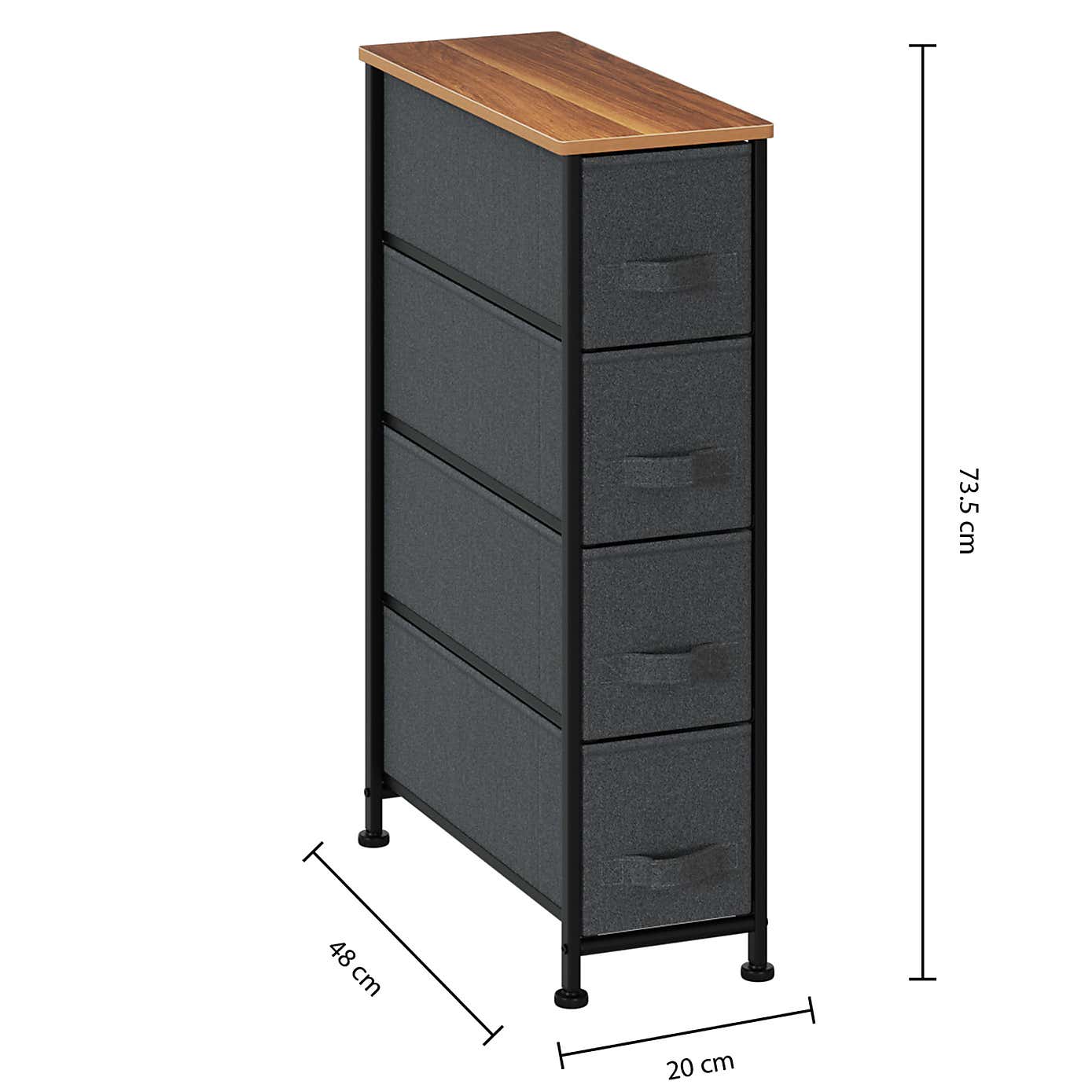 Tissa Grey Narrow 4 Drawer Storage Unit