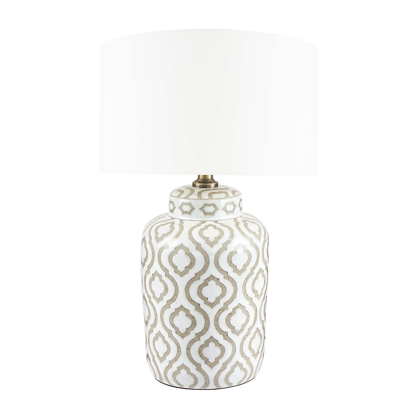 Celia Patterned Ceramic Table Lamp with Harry Cylinder Drum Shade