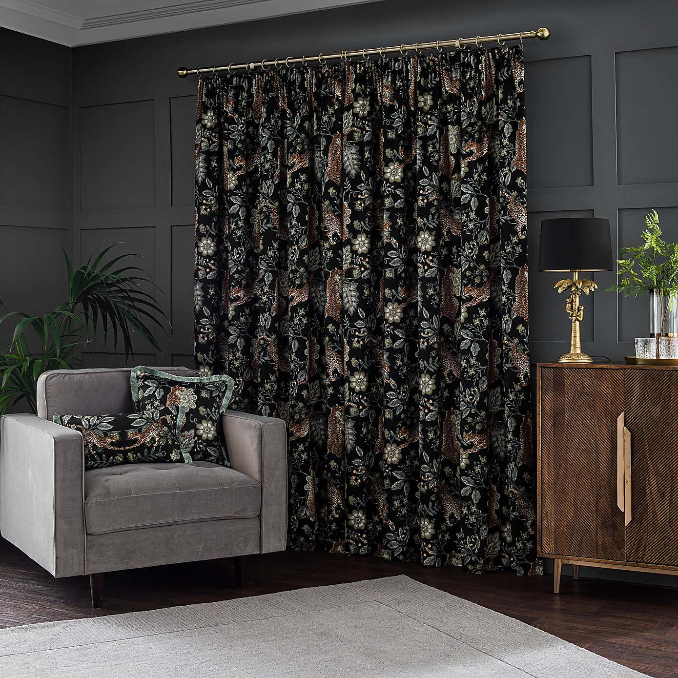 Paradise Cheetah Pencil Pleat Curtains