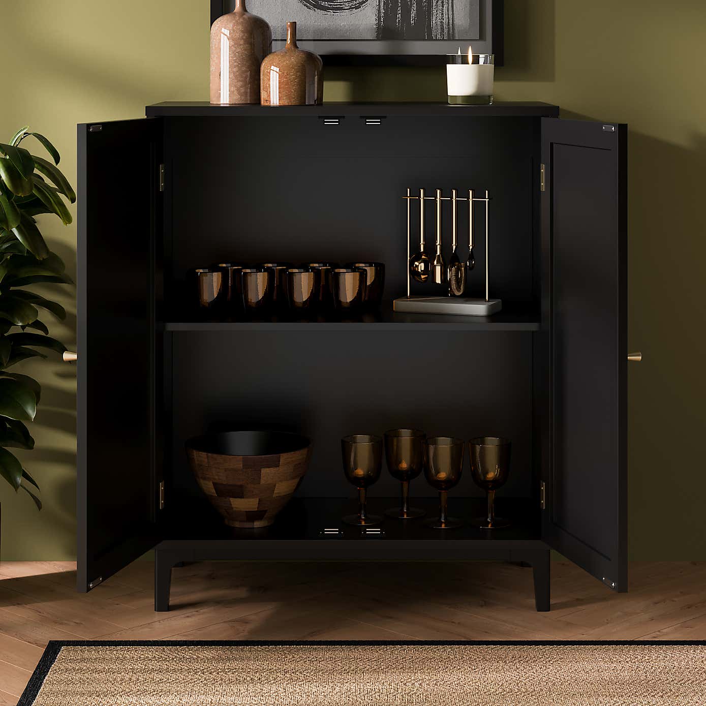 Franco Curve Small Cabinet Black