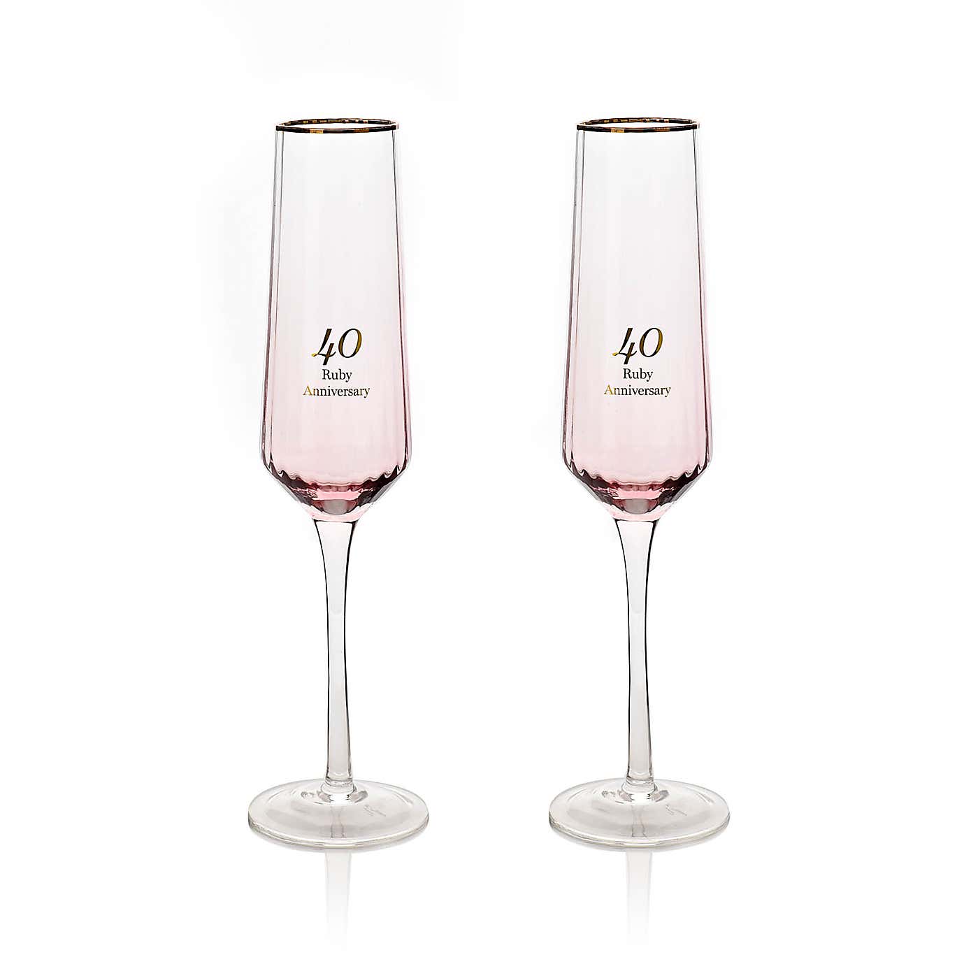 Amore Set of 2 40th Anniversary Flute Glasses