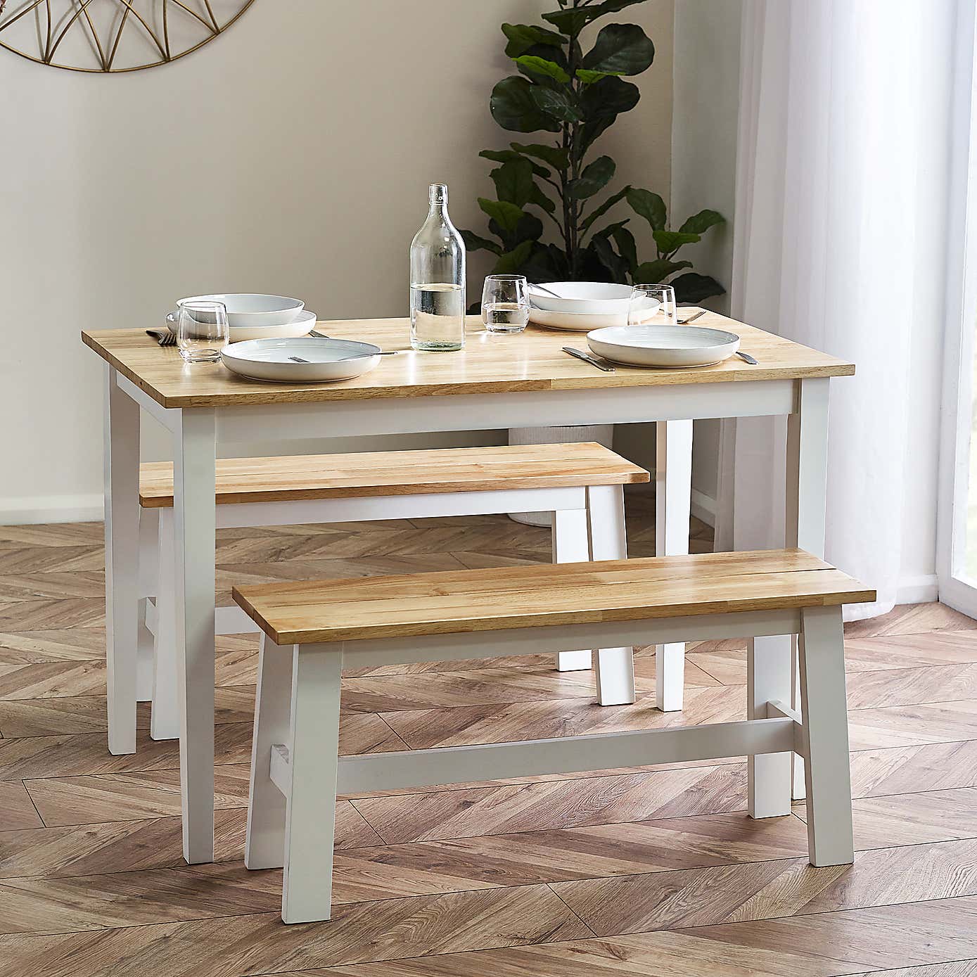 Linwood Small Dining Bench, Rubberwood