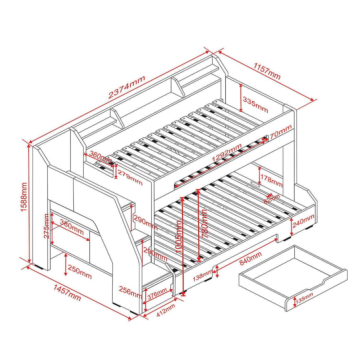 Slick Staircase Triple Bunk Bed
