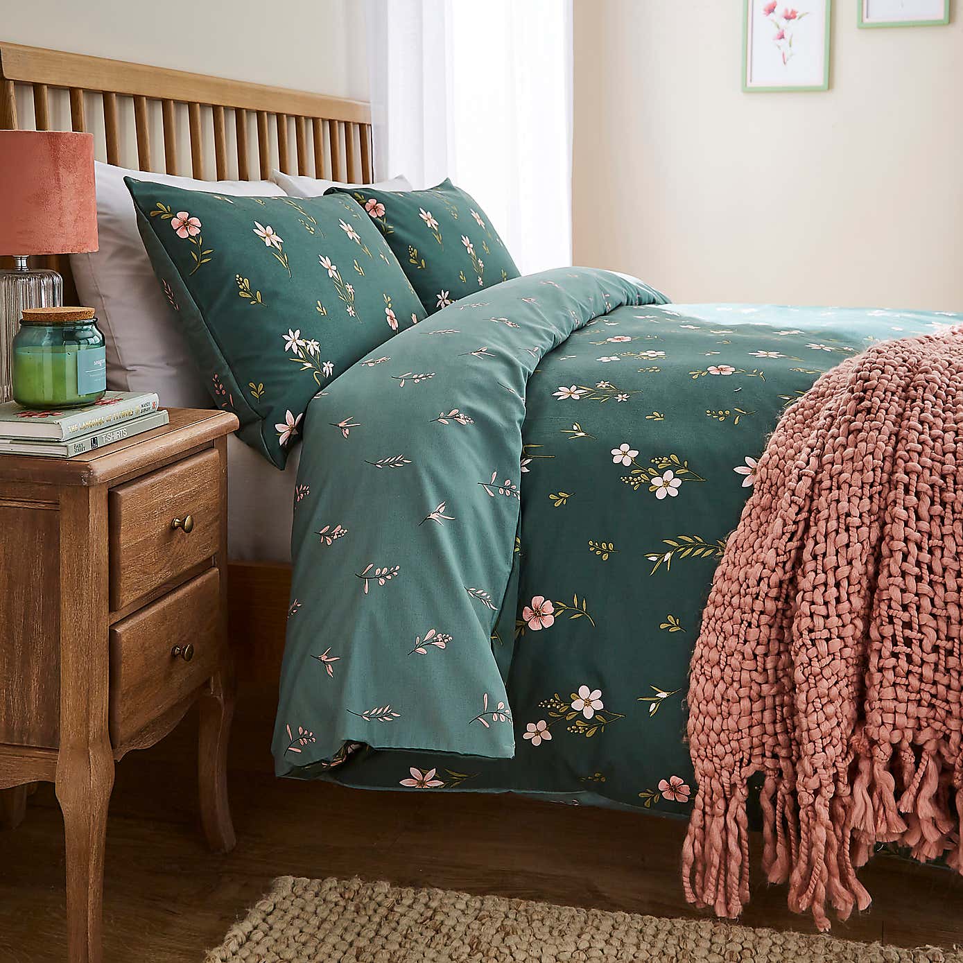 Elicia Floral Polycotton Duvet Cover & Pillowcase Set