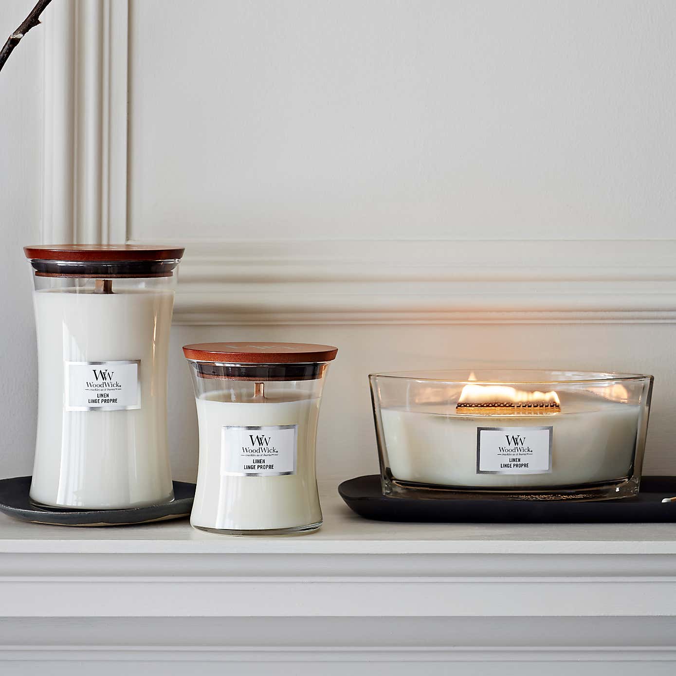 Woodwick Linen Ellipse Candle