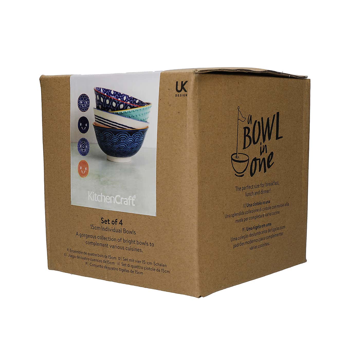 Kitchencraft Set of 4 Blue Ceramic Serving Bowls