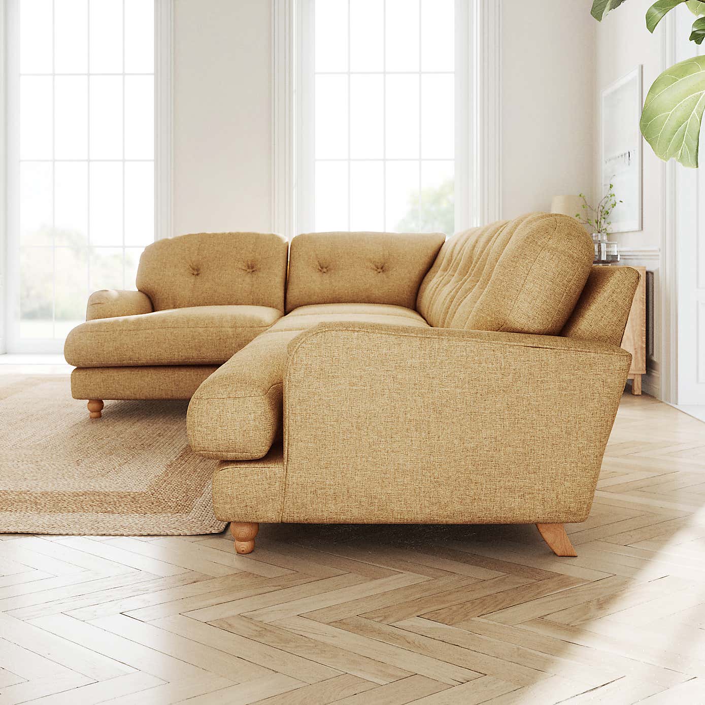 Martha Slub Faux Linen Full Corner Sofa