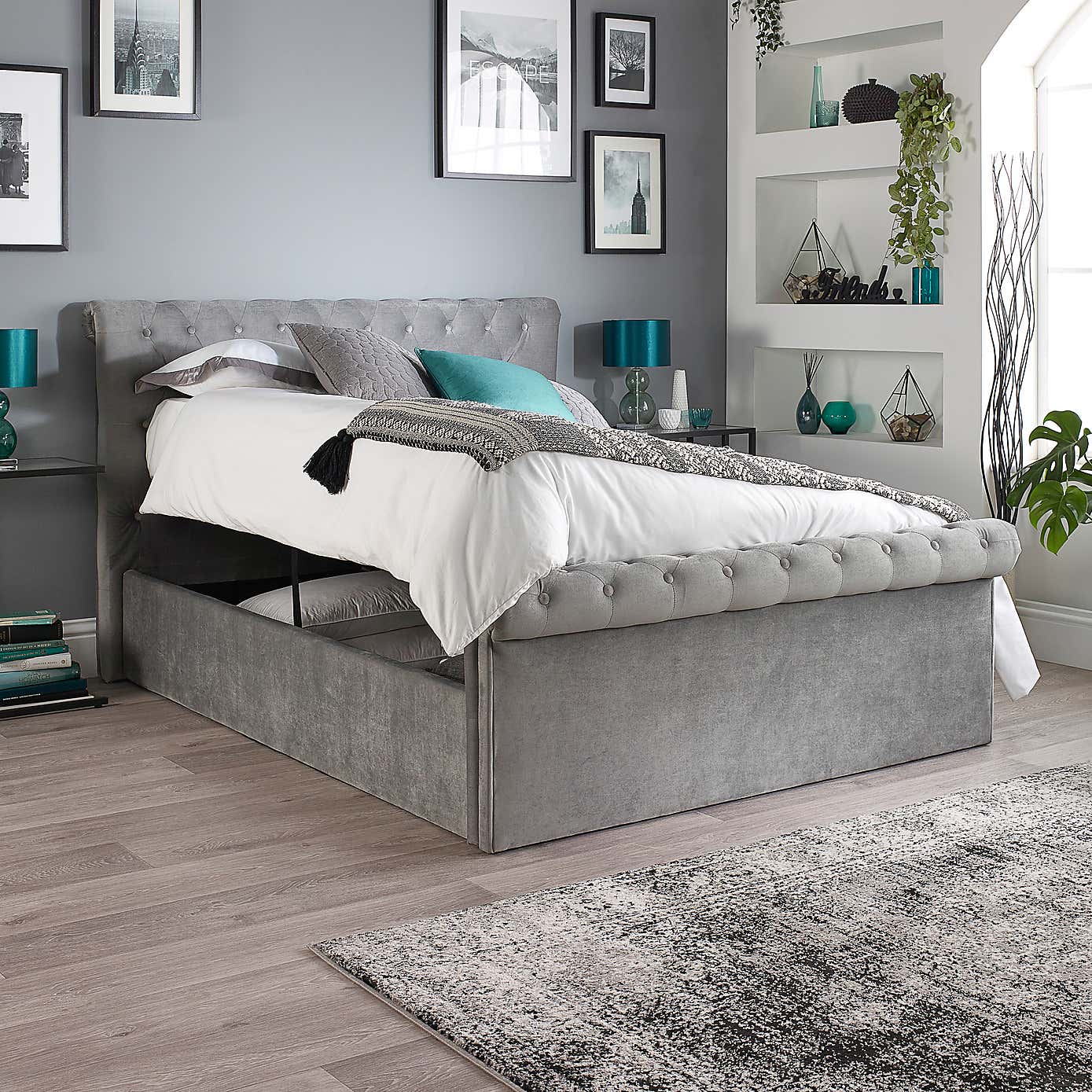 Chesterfield Ottoman Bed Frame, Velvet